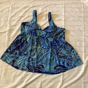 TANKiNI SWIM TOP ( Size: 4XL) ( Color: Multi - Blue Foral)